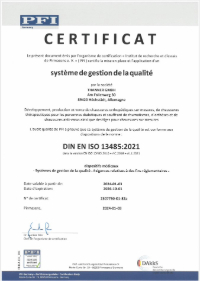système de gestion de la qualité DIN FR 13485:2021